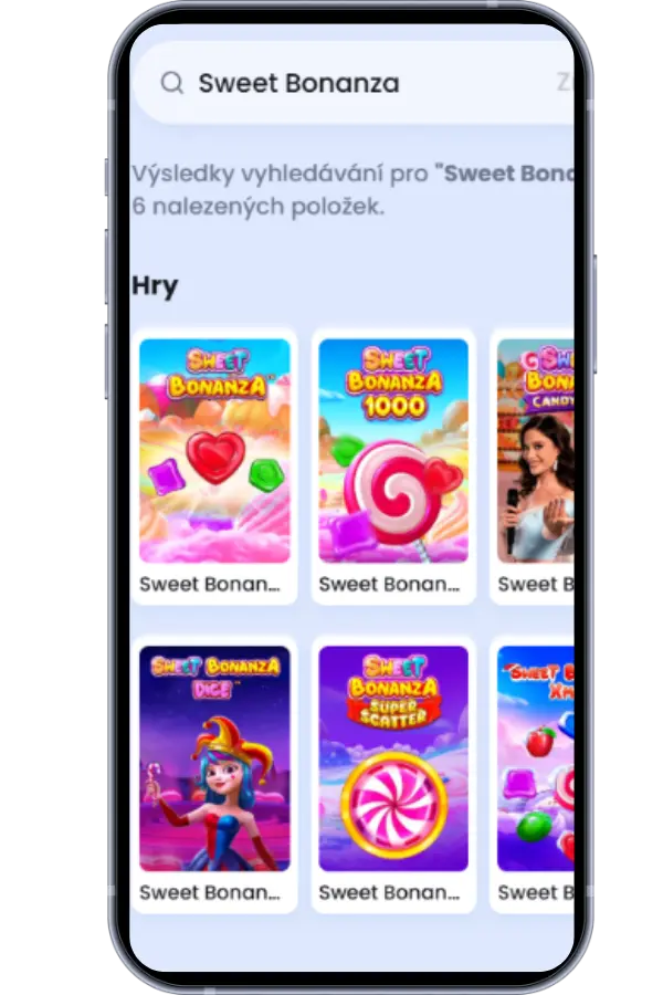 Hledaný řetězec pro hru Sweet Bonanza